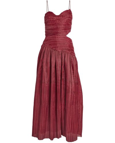 Aje. Pleated Laurier Maxi Dress - Red
