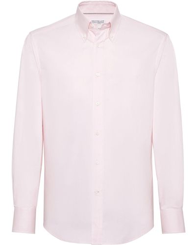 Brunello Cucinelli Cotton Slim-fit Oxford Shirt - Pink