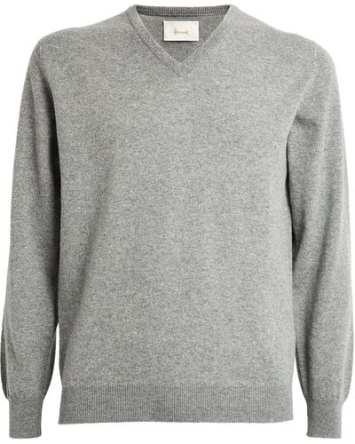 Harrods Cashmere V-neck Sweater - Gray