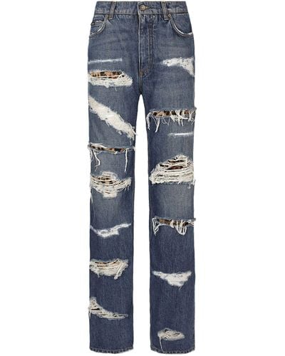 Dolce & Gabbana Loose-Fit Jeans With Ripped Details - Blue