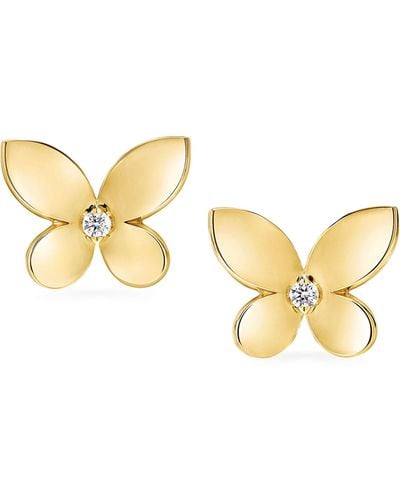 Graff Mini Yellow Gold And Diamond Butterfly Earrings - Metallic