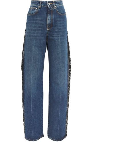 Stella McCartney Lace-insert High-rise Straight Jeans - Blue