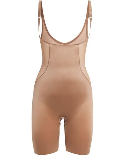 Spanx Open-bust Mid-thigh Bodysuit - Brown