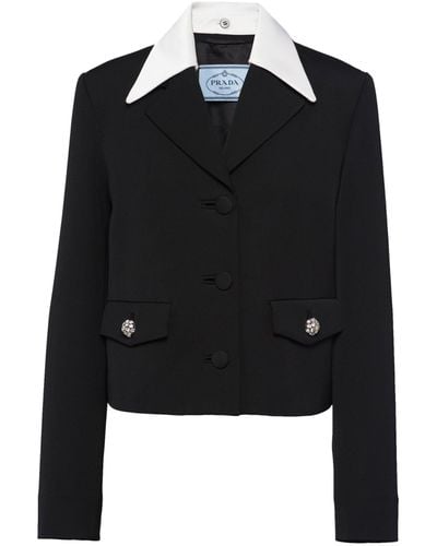 Prada Wool Satin-collar Jacket - Black