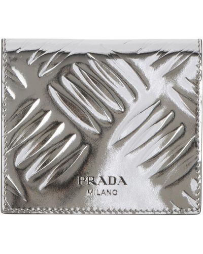 Prada Embossed Leather Bifold Wallet - Metallic
