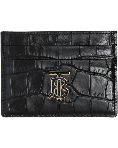 Burberry Leather Tb Monogram Card Holder - Black