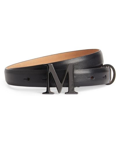 Max Mara Leather Monogram Belt - Black