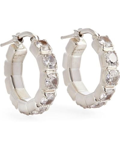 Jil Sander Crystal-embellished Hoop Earrings - White