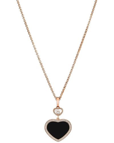 Chopard Rose Gold And Diamond Happy Hearts Pendant - Metallic