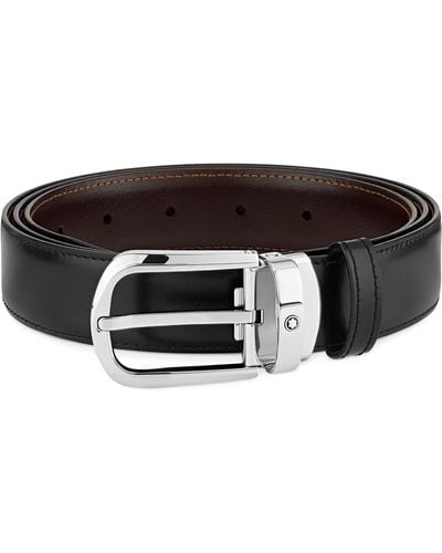 Montblanc Leather Horseshoe Reversible Belt - Black