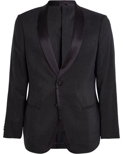 Giorgio Armani Silk-blend Single-breasted Blazer - Black