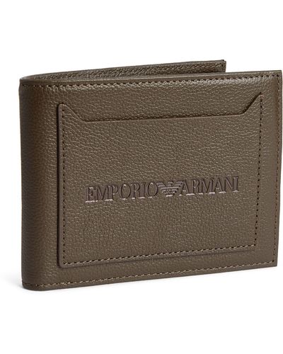 Emporio Armani Leather Logo Bifold Wallet - Brown
