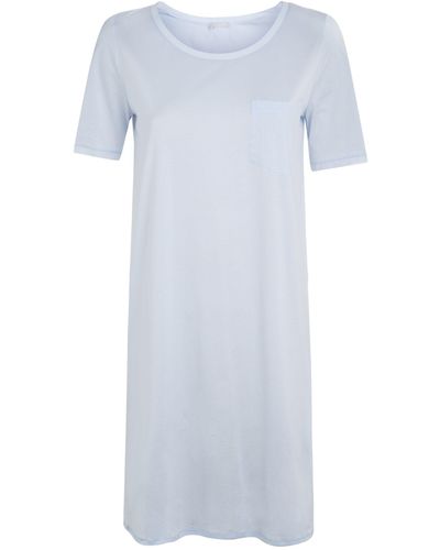 Hanro Cotton Deluxe Short Sleeve Nightdress - Blue