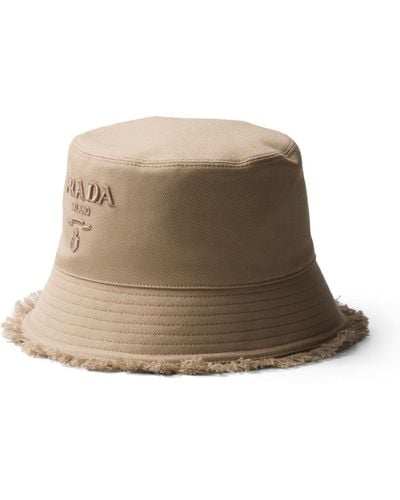 Prada Cotton Drill Bucket Hat - Natural