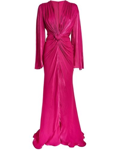 Costarellos V-neck Dulcie Gown - Pink