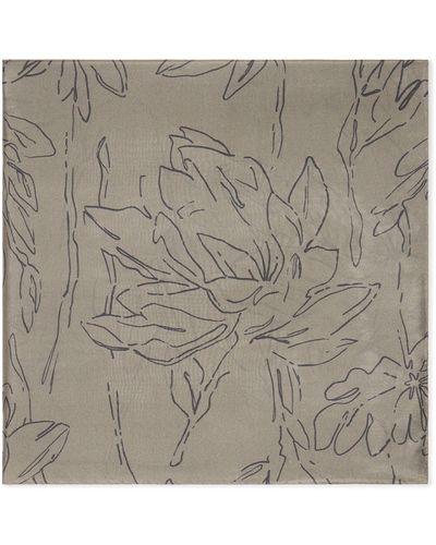 Brunello Cucinelli Pongée Silk Floral Print Foulard - Grey