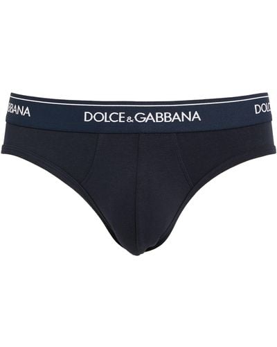 Dolce & Gabbana Logo Midi Briefs (pack Of 2) - Blue