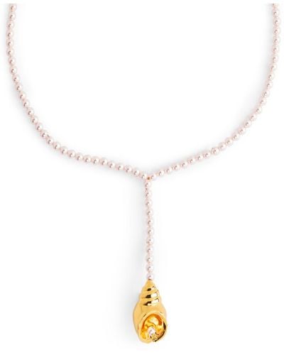 Timeless Pearly Shell Drop Necklace - Metallic
