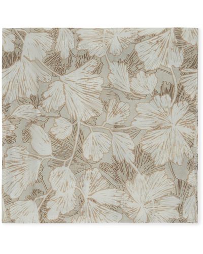 Brunello Cucinelli Pongée Silk Floral Print Foulard - Natural