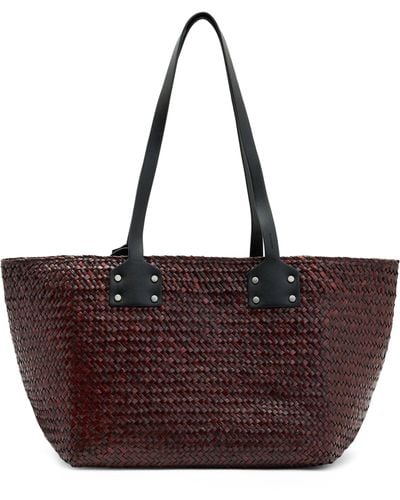 AllSaints Straw Mosley Tote Bag - Red