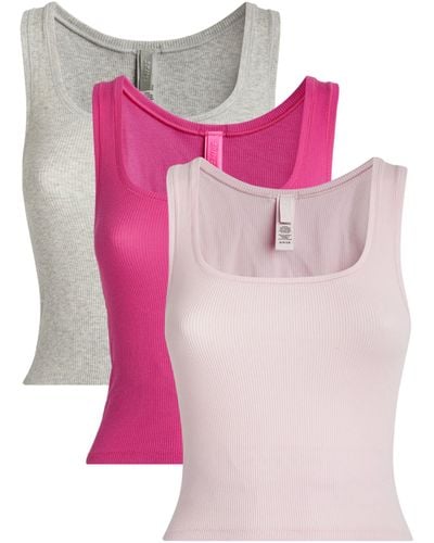 Skims Ribbed Tank Tops (pack Of 3) - Pink