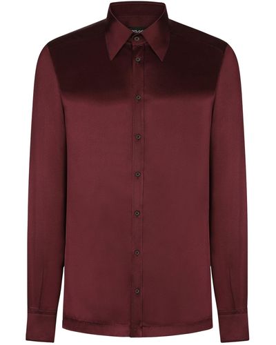 Dolce & Gabbana Silk Satin Shirt - Red