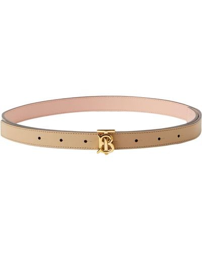 Burberry Reversible Leather Tb Belt - Natural