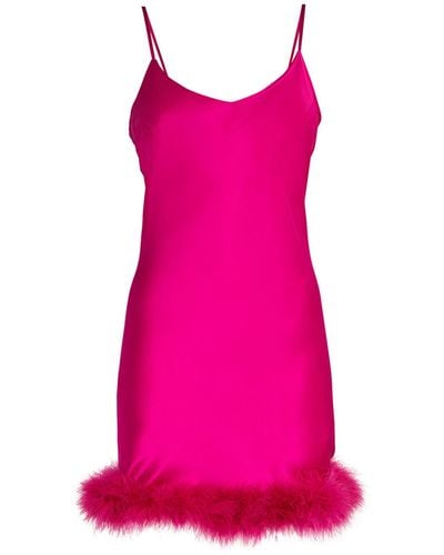 Gilda & Pearl Silk Feather-trim Kitty Slip Dress - Pink
