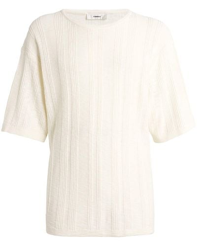 Commas Cotton-linen Short-sleeved Sweater - White