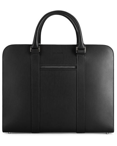 Carl Friedrik Leather Palissy Double Briefcase - Black