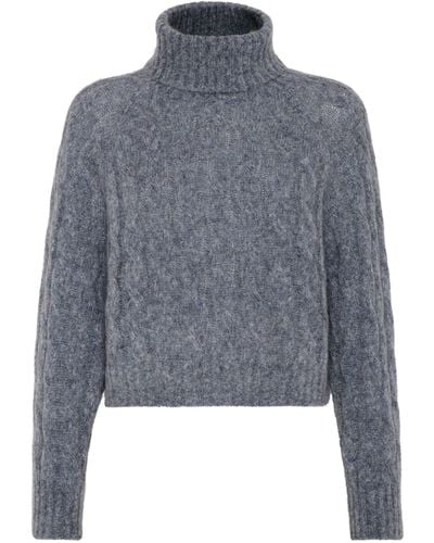 Brunello Cucinelli Wool-mohair Cable-knit Rollneck Jumper - Grey