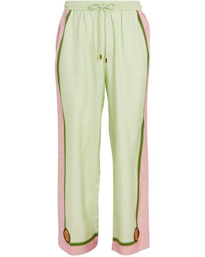 Camilla Silk Elasticated-waist Trousers - Green