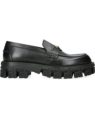 Versace Leather Chunky Medusa Loafers - Black