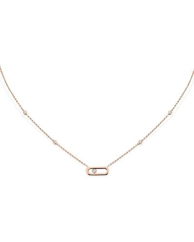 Messika Rose Gold And Diamond Move Uno Necklace - Natural