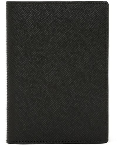 Smythson Leather Panama Passport Cover - Black