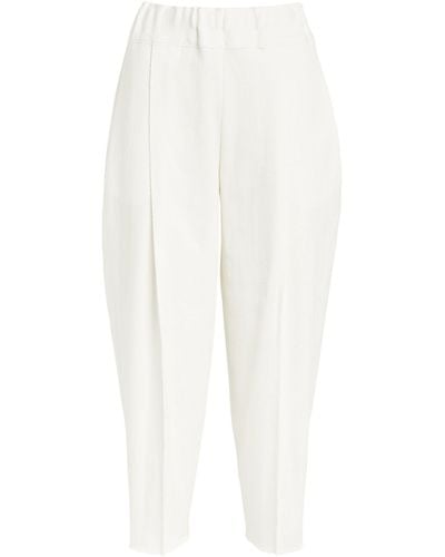 Issey Miyake Tapered Campagne Wide-leg Trousers - White