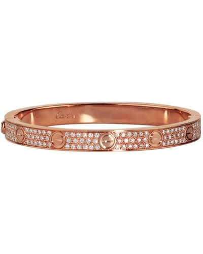 Cartier Rose Gold And Diamond-paved Love Bracelet - Brown
