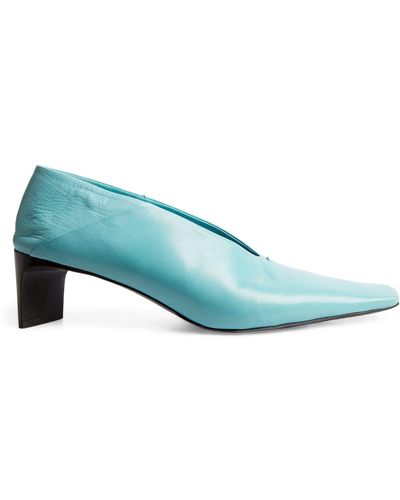 Jil Sander Leather Square-toe Court Shoes 65 - Blue