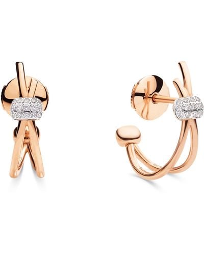 Pomellato Rose Gold And Diamond Together Hoop Earrings - Metallic