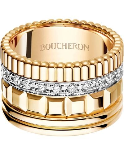 Boucheron Large Yellow Gold And Diamond Quatre Radiant Ring - Metallic