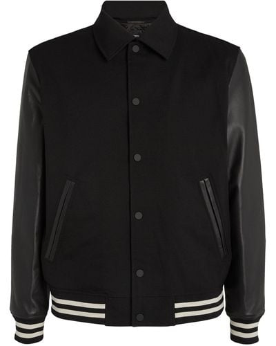 Theory Leather-sleeve Varsity Jacket - Black