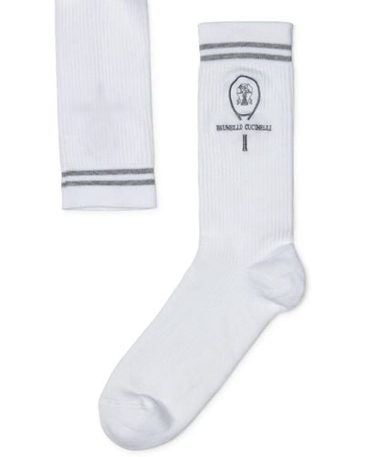 Brunello Cucinelli Cotton-blend Rib-knit Socks - White