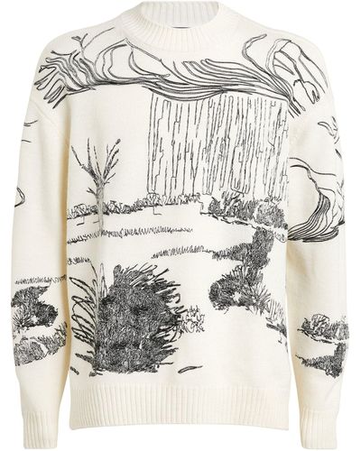 Emporio Armani Embroidered Nature Sweater - White