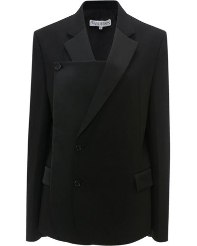 JW Anderson Virgin Wool Asymmetric Blazer - Black