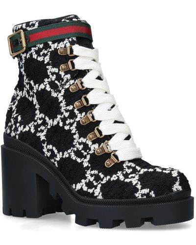 Gucci GG Tweed Ankle Boots - Black