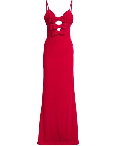 Alessandra Rich Velvet Bow-embellished Maxi Dress - Red