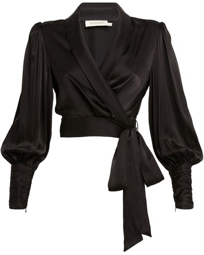 Zimmermann Silk Wrap Blouse - Black