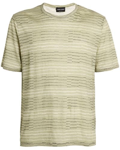 Giorgio Armani Linen Uneven Stripe T-shirt - Multicolour