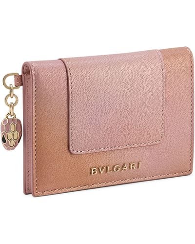 BVLGARI Leather Serpenti Forever Bifold Card Holder - Pink