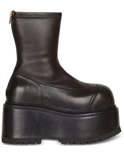 Balmain Leather Platform Boots - Black